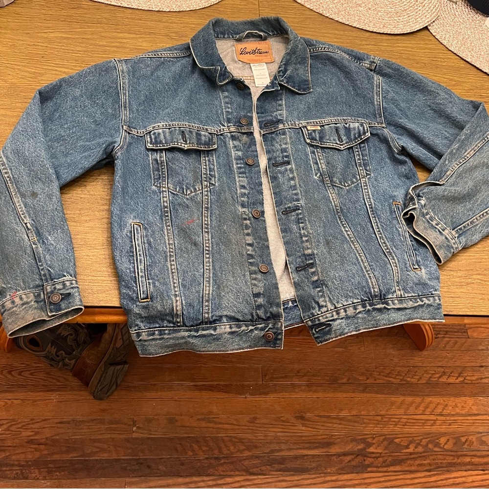 Vintage Levis Denim Trucker Jacket Mens Acid Wash Stone Wash